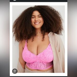 S DD Aerie Hibiscus Lace Longline Bralette